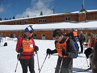 Two skiers smiling